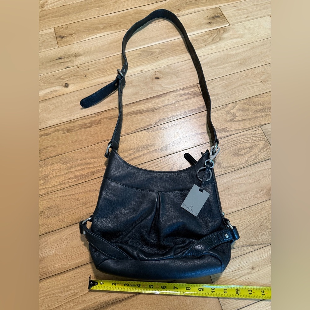 Etienne Aigner Black Pebbled Leather Shoulder Hobo Bag